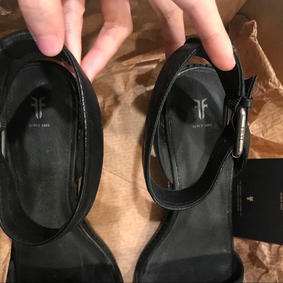 Frye Cindy Genuine Leather Open Toe Heel Sandals - Picture 12 of 13